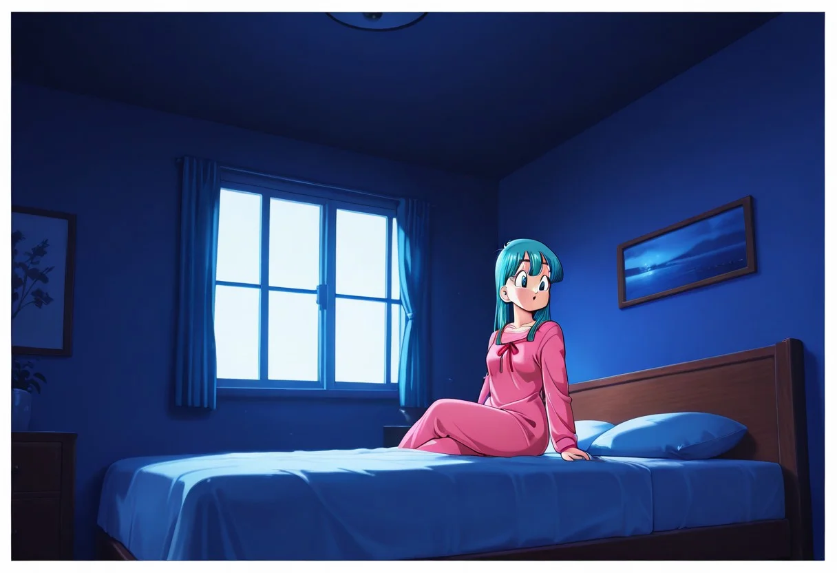 Score 9, Score 8, Score 7, Masterpiece, High Quality, Good Quality, Latest Model, High Resolution, Absurd, ((White Border)), Cinematic Lighting, High Contrast (Rim Light: 0.6), Dynamic Vision, <lora:illustriousXL_stabilizer_v1.23:0.3> <lora:NOOB_vp1_detailer_by_volnovik_v1:0.3> <lora:ponyv6_noobE11_2_adamW-000017:0.45> <lora:checkpoint-e18_s306:1.5> <lora:haiz_ai_illu:0.7>, Vibrant Colors, Bright Color, Dynamic Pose, Dynamic Angle, Dynamic Composition, Dynamic Colors, Colorful Image, High Contrast, Saturated Colors, Thick Line, Bright Colors, Good Lighting, Color Saturation,
masterpiece, best quality, source_hentai, medium shot,
bulma, dragon ball \(classic\), blue eyes, aqua hair,
In her room, window at night, blue bed,
pink pajamas, long pink nightgown, looking out the window, melancholic, sitting on the bed, medium shot, close-up face,