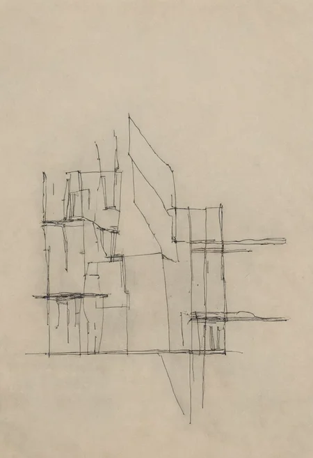 a professional hand sketch of architecture,
(POV view , DOF, first people view from the entrance, low angle shot:1.4),
(Ancient civilization, Alien Prometheus movie scene, dune movie scene:1.5), (The colonial city of the future, in the mist-filled Grand Canyon, on an unknown Earth-like planet, 2 moon on sky, Spaceship flight connects colonies, waterfulls:1.3), (Machu Picchu, a mountain settlement, incredibly spectacular:1.2), (Mario Botta:1.3), (avant-garde, future, reality, science fiction, photorealistic), (modern architecture:1.2), White limestone with black granite, fountain, waterfall, landmark, square, path, narrow street,
(Large Files, Ultra Realistic, 8K, 16k, FHD, HD, VFX, Perfect, Photography, composition, Architecture Sales Photography, Architecture Competition, Ultra High Resolution, Cinematography, High Resolution Image:1.1), (dramatic lighting, direct sunlight, ray tracing, clear shadow:1.2),  (real landscape:1.1), (blurred background:1.0), (urban background, more_details) ,
great lighting, extremely detailed, hillscastel, Neo Classic, Architecture sketch