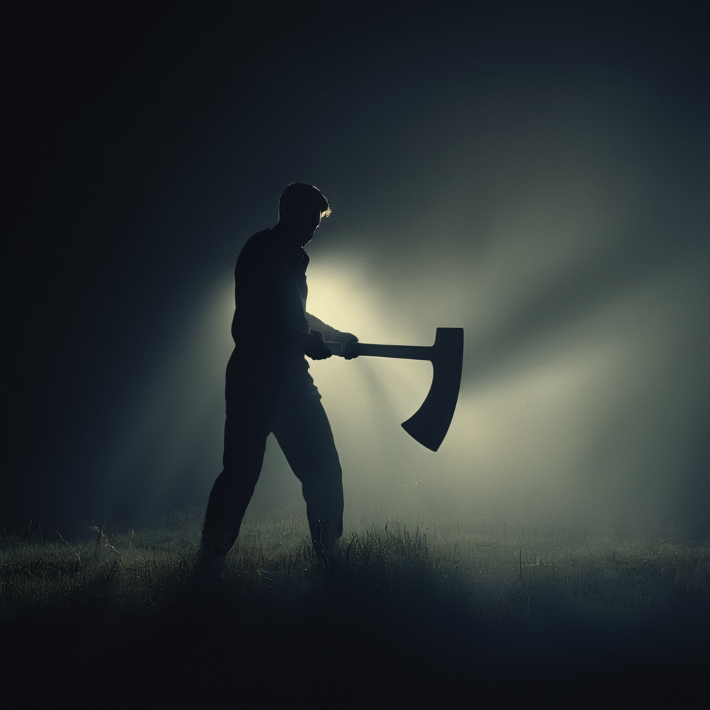 cinematic film still of  <lora:volumetric lighting:1> volumetric lighting style
a man covered in shadows with a large wooden axe,  in the dark field, outdoors, with bright hazy smokey backlight in background, solo,1boy,holding,standing,weapon,male focus,from behind,silhouette,dark , volumetric lighting, haze light, fog light, beam light, covered in shadow, shallow depth of field, vignette, highly detailed, high budget, bokeh, cinemascope, moody, epic, gorgeous, film grain, grainy