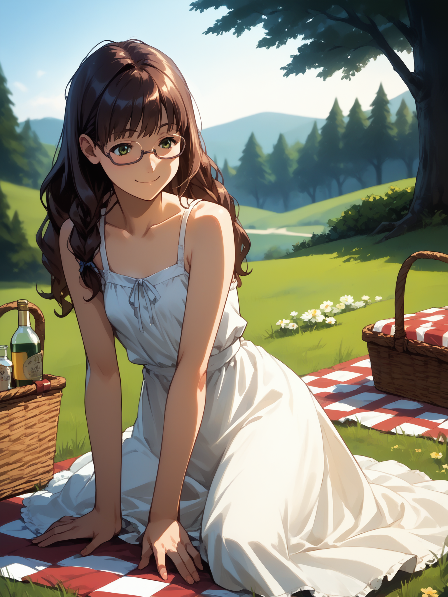 (cowboy shot, solo focus:1.2) <lora:happy_tentacle-hikaru-v0.2-000030:1>, ht_hikaru, glasses, under-rim eyewear, (petite:1.2), <lora:Shed_The_Skin's StS_age_slider_v1_initial_release:-1.25> ( :1.1) ( , , ( aroused :1.2) , evil smile (heavy breathing:0.8) , (looking at another:1.2) :1.1) , outdoors, vegetation, ( :1.1), summer , (dusk :0.6), (blue sky:0.6) , (:0.5), , (medieval :0.9), picnic, (picnic basket:0.8), (sundress:1.2) ( :0.8) score_9, score_8_up, score_7_up, score_6_up, score_5_up, score_4_up, ( [(realistic, photorealistic:1.3):(realistic:1.2):16] [(3d:1.2)::14] :1) <lora:LUUNA's Lunas-NijiJourney-SDXL-B2:0.35>, nijijourney <lora:prgfrg23's Counterfeit-V3.0 Style SDXL_LoRA_Pony Diffusion V6 XL:0.5> <lora:mfcg's mfcgXL:0.12> <lora:reweik's gyokai(himehajime)_PonyXL_style_v01:0.14>