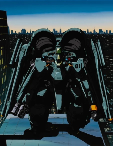 masterpiece, best quality, highres, (traditional media:0.6), highly detailed, no humans, shooting gun, gatling gun, shell casing, mecha, retro futuristic, cinematic, 
perspective,best quality, retro artstyle, 1980s \(style\), machine, machinery, science fiction,  cityscape, cyberpunk, screen, illumination, painterly, anime screenshot, retro artstyle, outdoors, 
<lora:Metal Skin Panic MADOX-01 Illustrious_1:1>