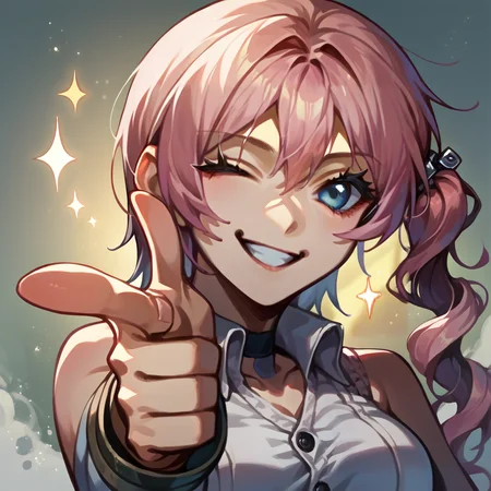 score_9, score_8_up, score_7_up, source_anime, 1girl, finger gun, pointing at viewer, <lora:Fingergun_XLPD:1>, upper body, serah13, one eye closed, smiling <lora:Serah_Farron_Final_Fantasy_13:1>