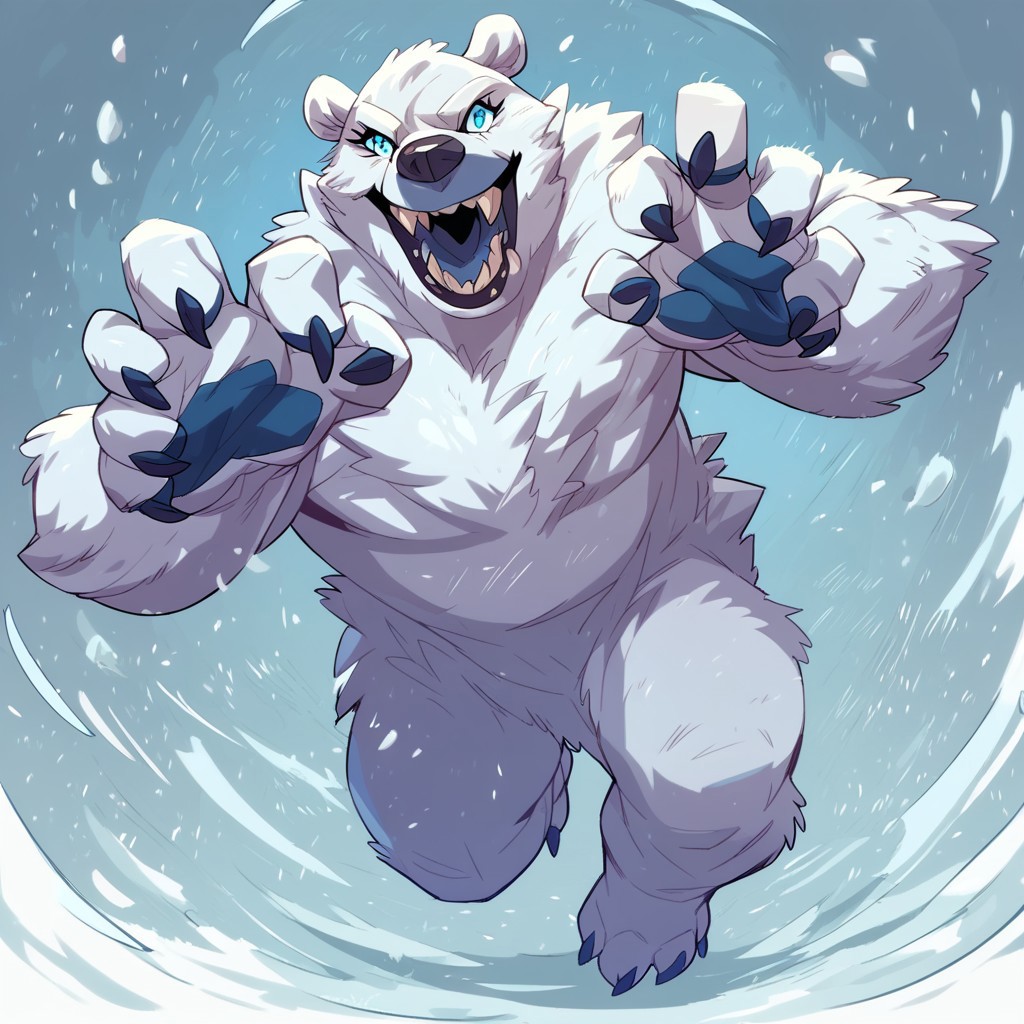 score_9, score_8_up, score_7_up, score_6_up,humanoid polar bear monster pose,dynamic composition,polar bear monster