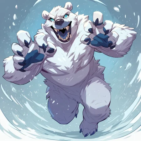 score_9, score_8_up, score_7_up, score_6_up,humanoid polar bear monster pose,dynamic composition,polar bear monster