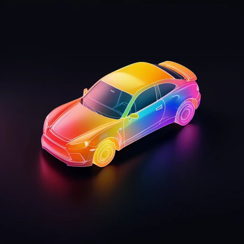 j_icon,a car,gradient color,black background,
