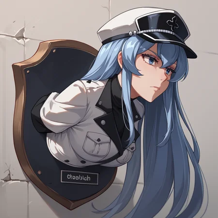 score_9,score_8_up,score_7_up,score_6_up,score_5_up,score_4_up,source_anime,
1girl,Torofii,plaque,<lora:Hunting trophy_ponyxl_V2:lbw=A>,nude,
<lora:esdeath:0.8>,esdeath,bluehair,SideView,upper part,name board,