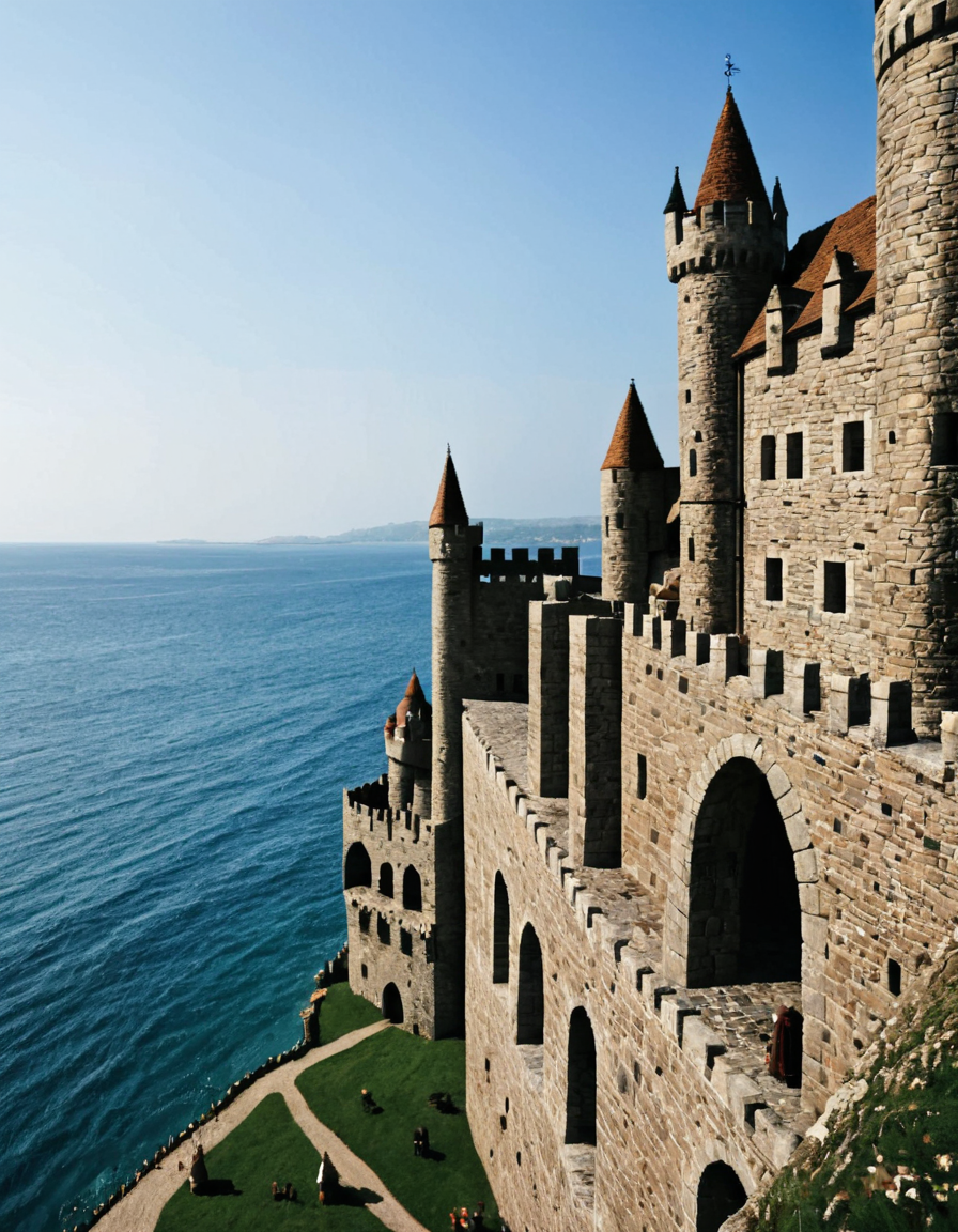 <lora:MWMinis_pixpixxl:1> day, medieval castle landcape, scene, pixpix, sea,
