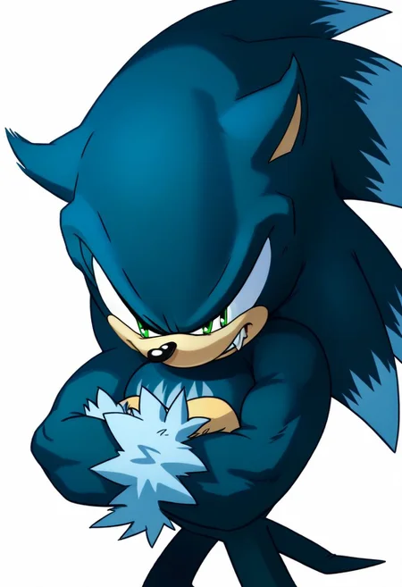 sonic with his arms crossed, fully body view, 1boy, smirking, Sonic the werehog, muscular,