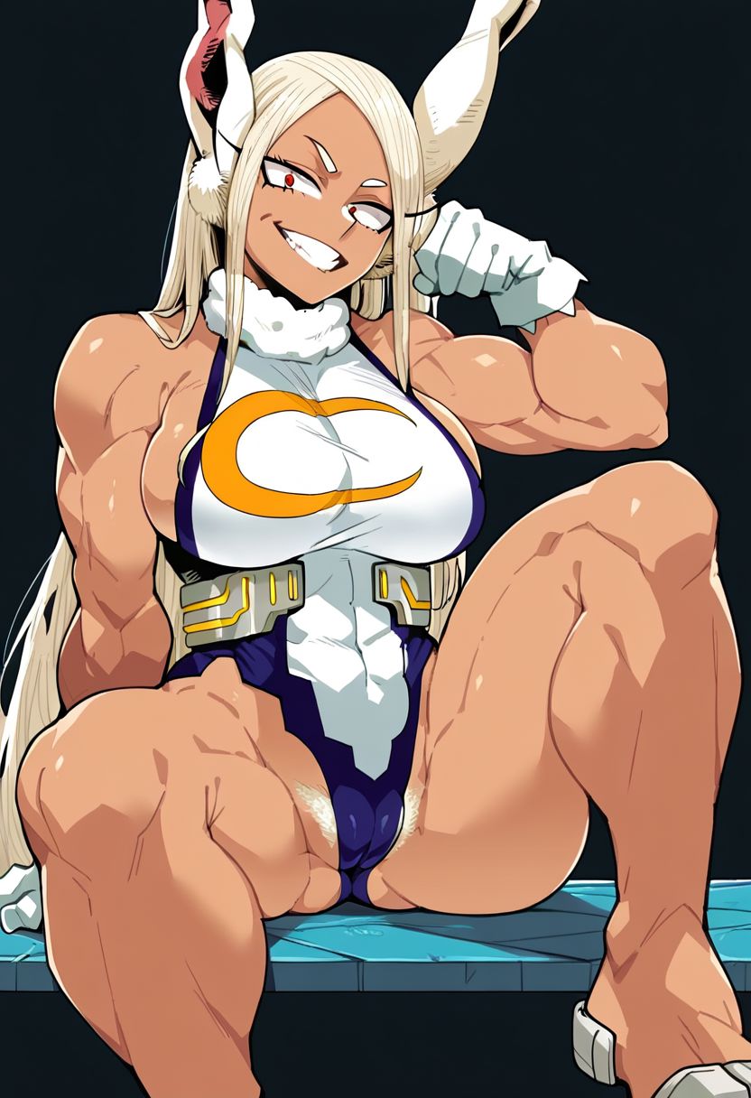 score_9, score_8_up, score_7_up, score_6_up, score_5_up, score_4_up, 
Mirko (My Hero Academia), pubic hair peek, Leotard, Muscular, sitting, knee up, smug, Sideboob, plump pussy, large breasts, raised eyebrows,
Photoshoot Setting