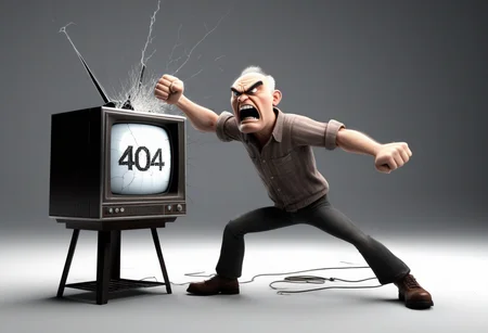 professional 3d model angry man hitting old dumb broken tv displaying the text "404" in static, 3d, game, clean hands,  <lora:ClearHand-V2:1>, fist . octane render, highly detailed, volumetric, dramatic lighting