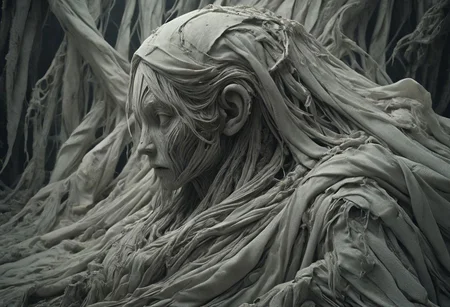 super closeup portrait, In a desolate landscape, bathed in neon-pastel and grays, a lone, busty woman stands. The weathered ground beneath him ripples like liquid, morphing into a swirling vortex. He's drawn in, contorting in a gravity-defying descent. The landscape crumbles, distorting into abstract forms. The gorge is filled with neon-colored hazards, Ghostly figures hover, and distorted trees emerge. The atmosphere is heavy, with eerie whispers and distant mournful echoes. This surreal and depressive scene frozen in time invites contemplation., high Quality
very detailed, atmospheric haze, Film grain, cinematic film still, shallow depth of field, highly detailed, high budget, cinemascope, moody, epic, OverallDetail, gorgeous, 2000s vintage RAW photo, photorealistic, candid camera, color graded cinematic, eye catchlights, atmospheric lighting, skin pores, imperfections, natural, shallow dof