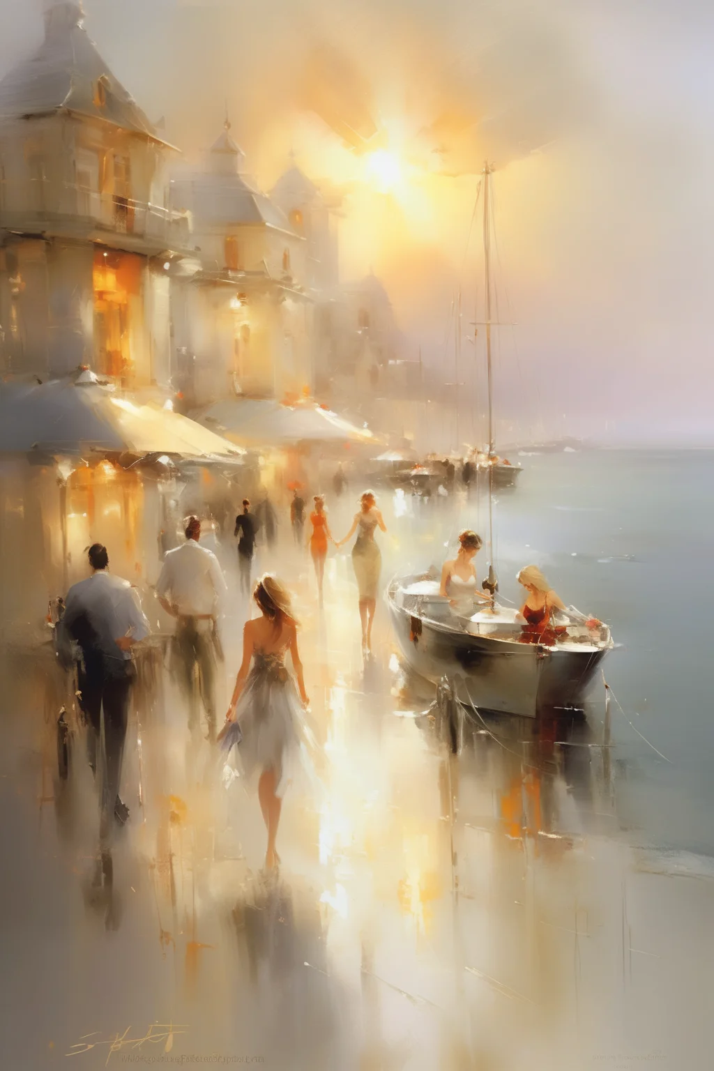 <lora:Willem Haenraets Style:1>Willem Haenraets Style - Peaceful coastal scene at sunset, with soft golden light casting a warm glow over the tranquil waters. Haenraets' attention to detail captures the beauty of the seaside setting.