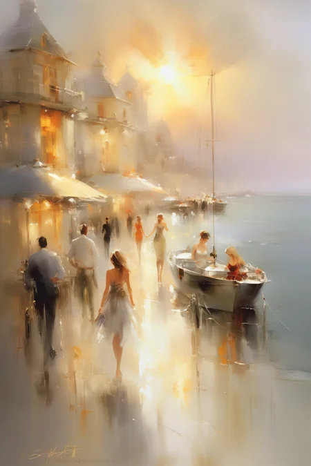 <lora:Willem Haenraets Style:1>Willem Haenraets Style - Peaceful coastal scene at sunset, with soft golden light casting a warm glow over the tranquil waters. Haenraets' attention to detail captures the beauty of the seaside setting.