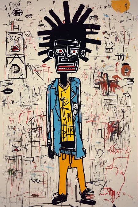 Jean-Michel Basquiat Style - create an artwork based on jean michel basquiat style. It should be as accurate as possible