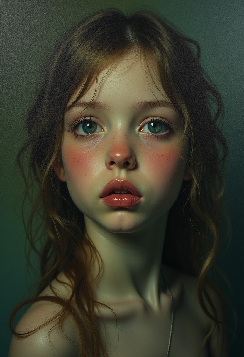 Ophelia's dream, Low saturation color photography, vintage, grunge, top light, kristina pimenova adult face, masterful painting in the style of Anders Zorn | Marco Mazzoni | Yuri Ivanovich, Todd McFarlane, Aleksi Briclot, oil on canvas