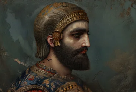 Cyrus the great is speaking in Babylonia:
a low person was put in charge of his country,
but he set a counterfeit over them.
He made a counterfeit of Esagil and for Ur and the rest of the cult-cities
Rites inappropriate to them, impure food- offerings disrespectful were daily gabbled,
and,
intolerably, he brought the daily offerings to a halt;
he interfered with the rites and instituted within the sanctuaries.
style of Qajar art, FastNegativeV2, green eyes, blue eyes, brown eyes, perfecteyes