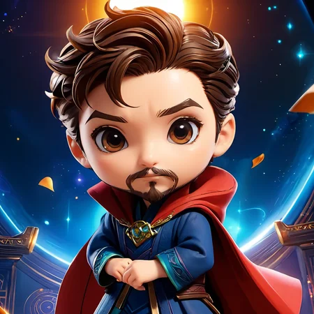 Doctor Strange reimagined as an adorable chibi,<lora:add-detail-xl:1.1>,<lora:PerfectEyesSDXL:0.8>,close up,perfecteyes,adorable_eyes,kawaii_pose,masterpiece,AND,best quality,highly detailed,sharp focus,dynamic lighting,vivid colors,particle effects,storytelling elements,narrative flair,8K,HDR,