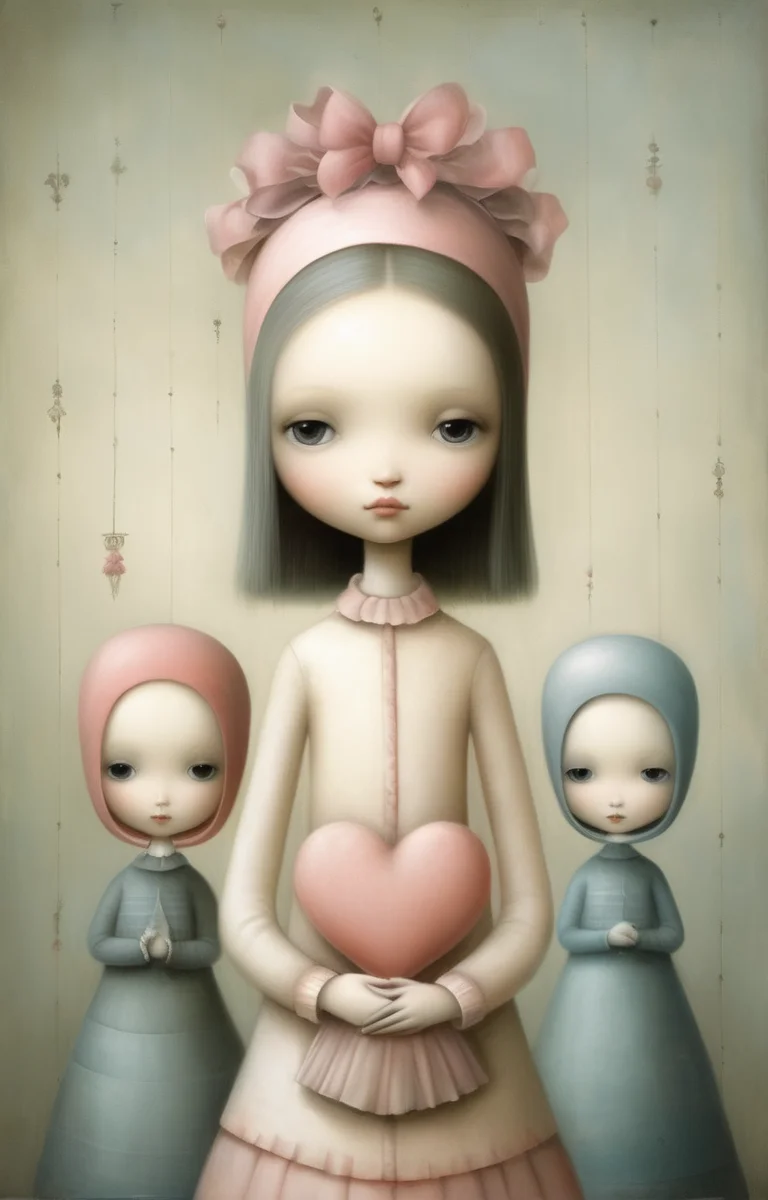 masterpiece,best quality,<lora:tbh340-sdxl:0.75>,illustration,style of Nicoletta Ceccoli, portrait of family