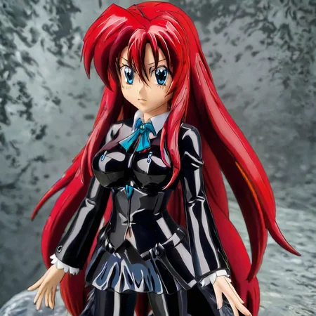 Rias made out of obsidian <lora:Obsidian SDXL:1> <lora:Rias:1>