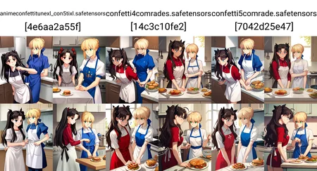 score_9, score_8_up, score_7_up, score_6_up, score_5_up, score_4_up, source_anime,
2girls, kitchen, apron, sweatdrop, busy, worried 
BREAK 
tohsaka rin 
BREAK 
artoria pendragon \(fate\), saber