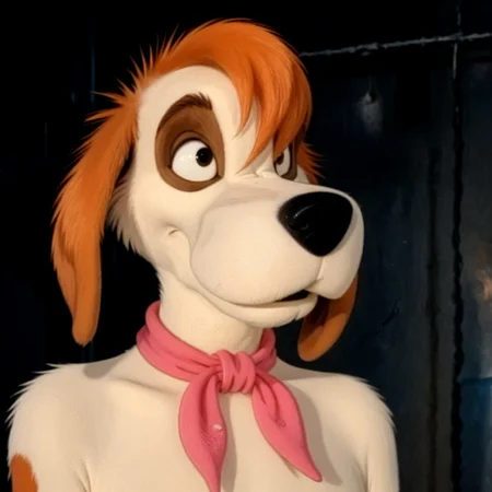 score_9, score_8_up, score_7_up, source:furry, dynamic lighting, detailed background, nature background, anthro, furry, detailed eyes. detailed face, furry male, headshot, solo,
BREAK
Mealy_Potatoes, anthro dog, furry male, cartoon dog, beige fur, orange spots, orange hair, black eyes, black nose, orange ears, long ears, animal ears, floppy ears, long hair, hair covering one eye, pink kerchief, red pants, torn pants, footpaws
BREAK
<lora:add-detail-xl:1.5>