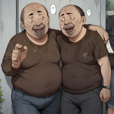 score_9,score_8_up,score_7_up,rating_safe,1boy,<lora:kyouan_ugly-step00000800:1>,fat man, ugly man