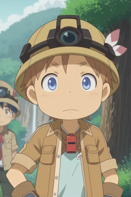 score_9, score_8_up, score_7_up, anime screencap, anime coloring, Nat, gloves, headlamp, helmet, jacket, whistle, whistle around neck <lora:Made_in_abyss-Nat-PDXL:0.8>