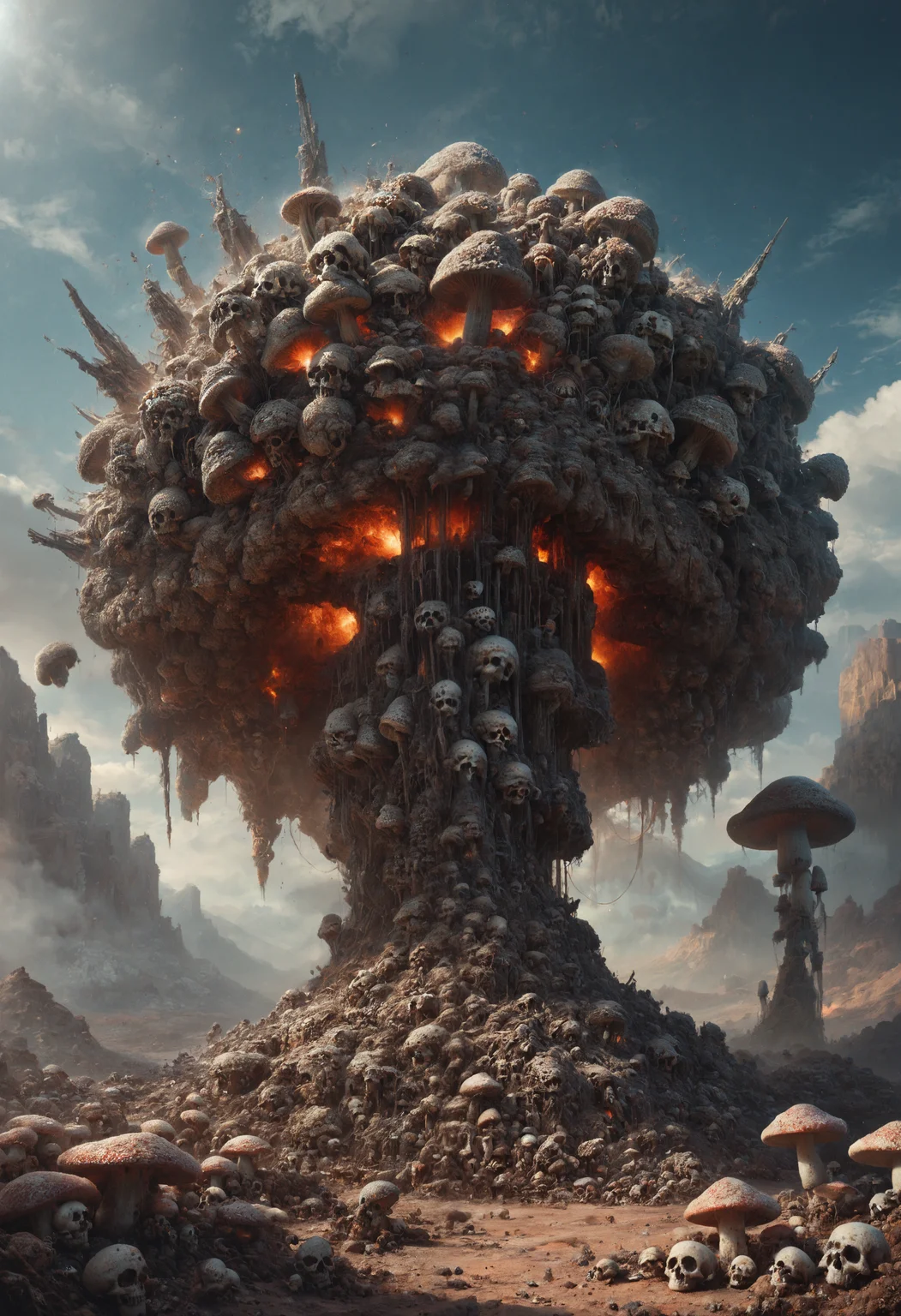 embedding:lazyup7, slimes_skullwm, mushroom cloud made of skulls, nuclear test, explosion, debris, desert, no humans, sky, clouds, landscape <lora:Challenge_Winnifier_2025-04:0> <lora:SlimesSkullWM:0.9>