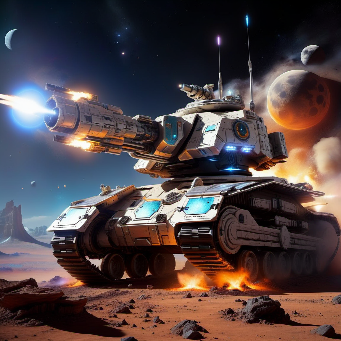 <lora:TechPunkAIv2Pruned:.9> LunarPunkAI  battle tank (Highly detailed, amazing fantasy setting), (Shiny Impressive lighting), (Colorful, Ultra Realistic, High quality, Highly detailed, Sharp focus, 8K UHD, Art photography), (trending on artstation)