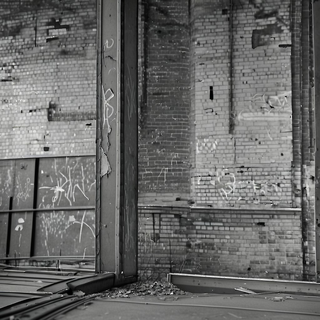 hasselblad monochrome, ein altes lostplace - alte fabrik - irgendwo in deutschland, innenansicht, gro﷿e halle
