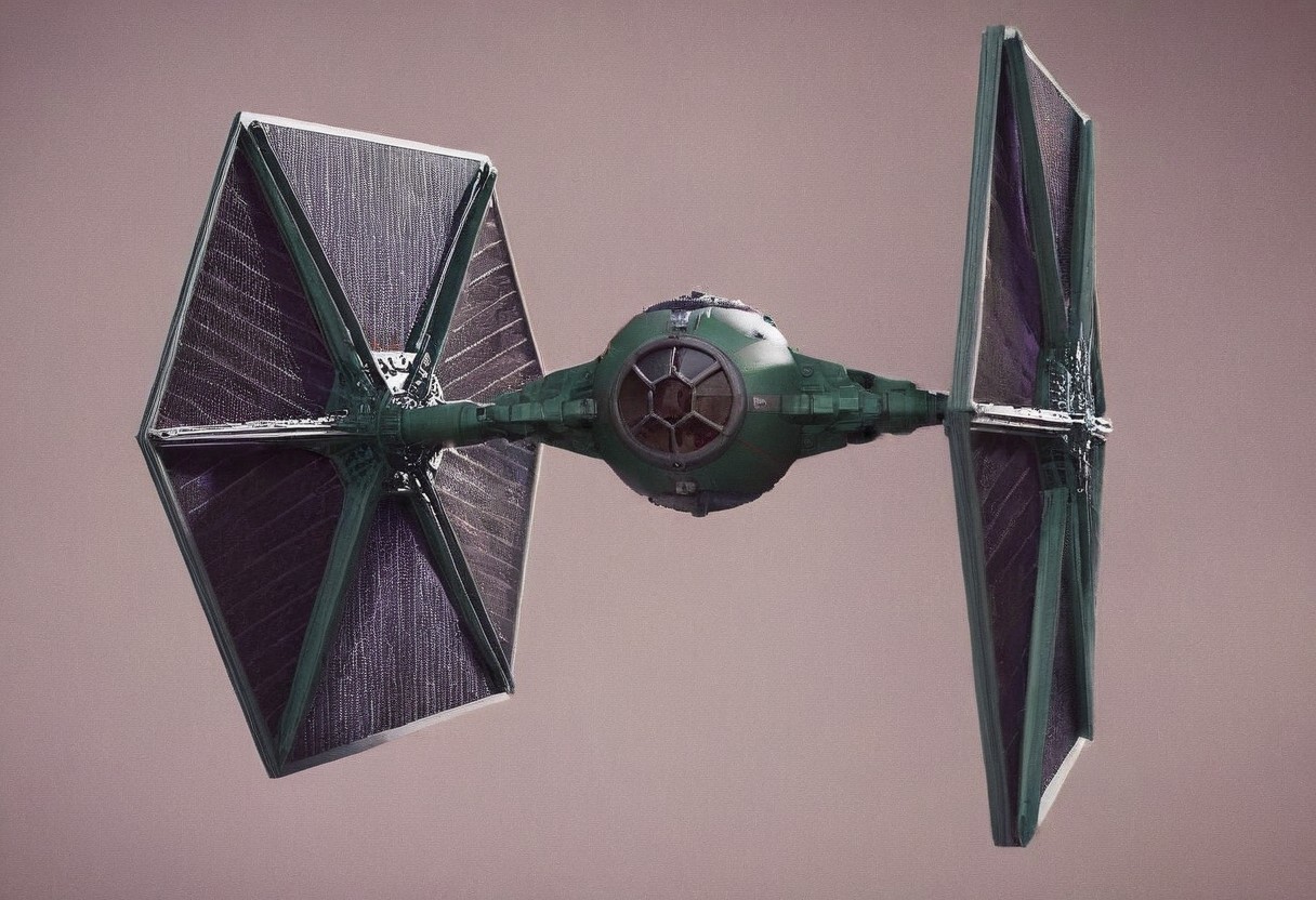 TIE fighter a star wars tie fighter flying through a city,military,no humans,night,star (sky),flying,science fiction,realistic,aircraft,space,vehicle focus,spacecraft , star wars style, battle, laser beam from tie fighter, green weapon, burstfir, shallow depth of field, vignette, highly detailed, high budget, bokeh, cinemascope, moody, epic, gorgeous, film grain, grainy