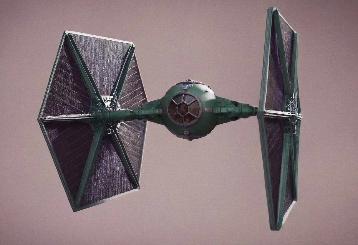 TIE fighter a star wars tie fighter flying through a city,military,no humans,night,star (sky),flying,science fiction,realistic,aircraft,space,vehicle focus,spacecraft , star wars style, battle, laser beam from tie fighter, green weapon, burstfir, shallow depth of field, vignette, highly detailed, high budget, bokeh, cinemascope, moody, epic, gorgeous, film grain, grainy