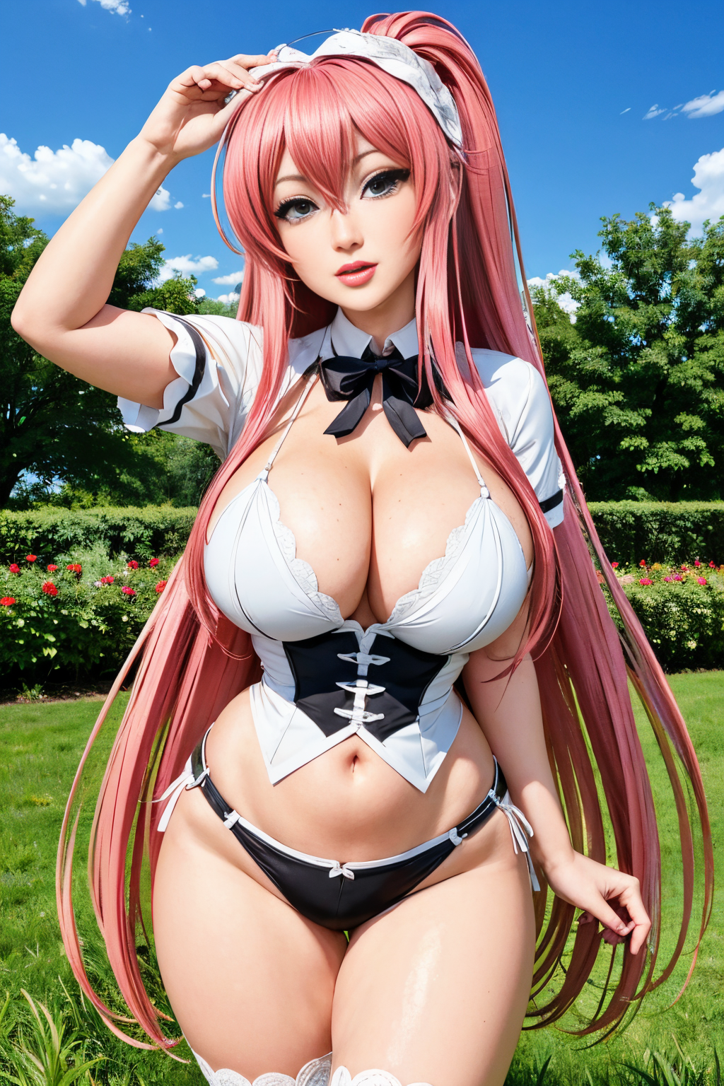 garden (Realisitc:1.5) EdobRiasGremory woman <lora:EdobRiasGremoryPelenkaReal_v1.0:0.8>