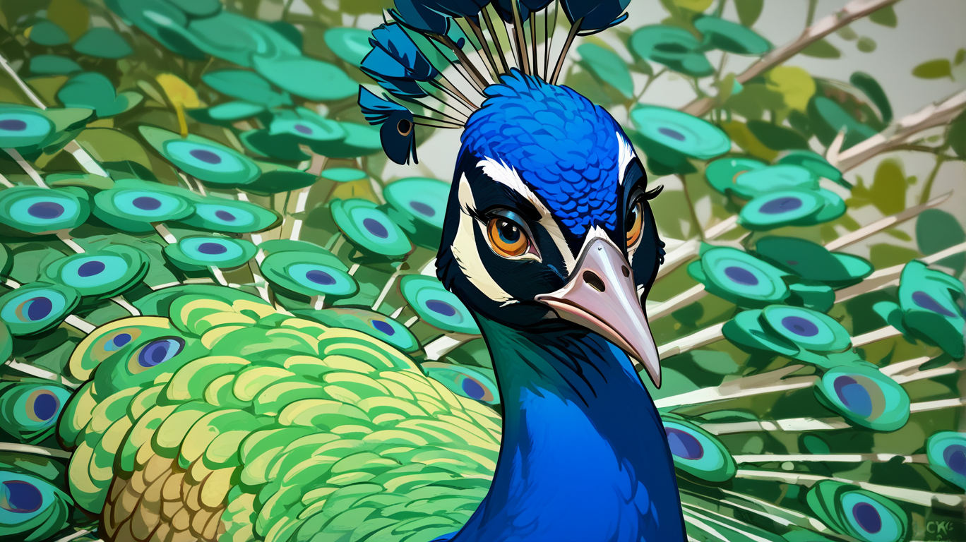 score_9, score_8_up, score_7_up, zPDXL2, <lora:PeacockV2:1>, peacock, beak, 
bird, animal, spread feathers, realistic