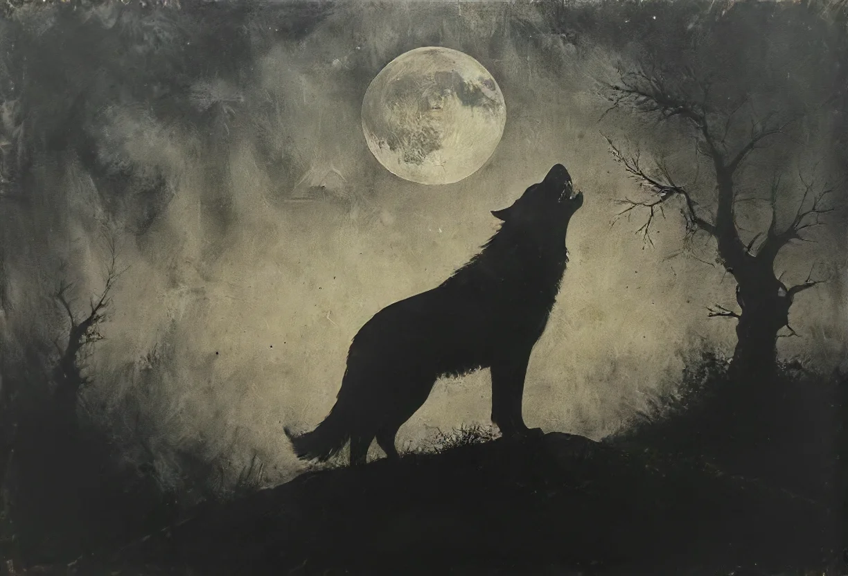 serenade of a (lonely:1.1) crying smiling wolf quivering under a cold blanked mourning a fallen friend, beautiful melancholic (solo:1.1) concert, depressive tears of silver, (sad:1.3) lines of a mountain mirror, (howling:1.3) at a sky beyond, moon, bittersweet faithful night, <lora:- SDXL - vanta-black_contrast_V3.0:0.8> <lora:Moody__Time:0.7>, <lora:Desolation:0.5>