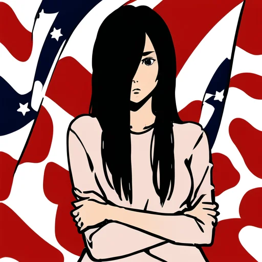 ((masterpiece)),(best quality), absurdres,sadako_yamamura,<lora:Sadakobest:0.8>, <lora:westernIllustration_offset:1>, american flag background,1girl,solo,