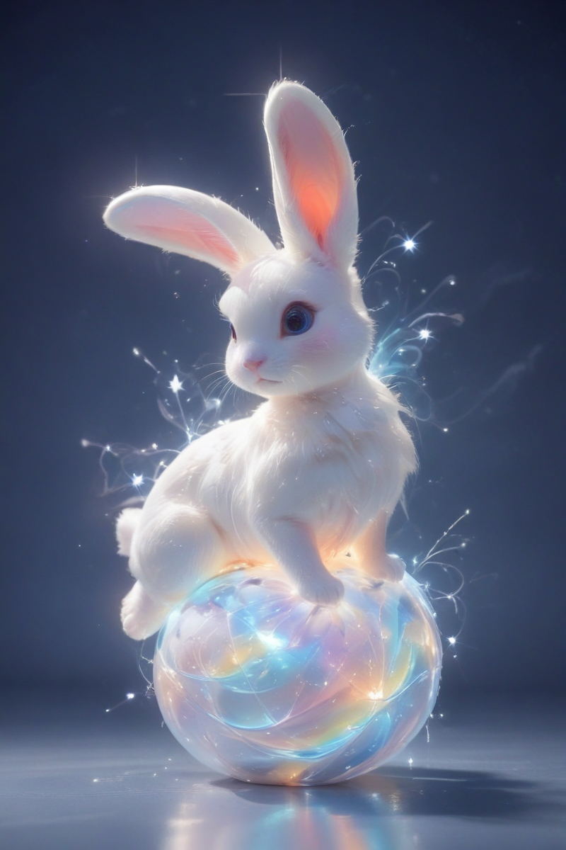 score_9,score_8_up,score_7_up,hyper-detailed, masterpiece, best quality,
Unconstrained, full of imagination, exquisite 3D model framework,
A huge rabbit cloud rolled into a ball in the sky,clouds, modern abstract art, no humans, glowing, stars night background, blue theme, , feral,
 <lora:p4tr0nusXLP:1> <lora:sdxl_lightning_8step_lora:1> <lora:TQ_Iridescent_Fantasy_Creations:1> <lora:1r1d3sc3nc3XL:1>