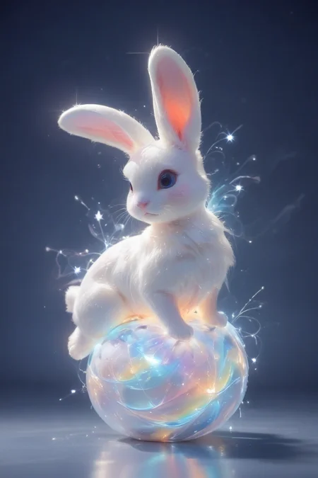 score_9,score_8_up,score_7_up,hyper-detailed, masterpiece, best quality,
Unconstrained, full of imagination, exquisite 3D model framework,
A huge rabbit cloud rolled into a ball in the sky,clouds, modern abstract art, no humans, glowing, stars night background, blue theme, , feral,
<lora:p4tr0nusXLP:1> <lora:sdxl_lightning_8step_lora:1> <lora:TQ_Iridescent_Fantasy_Creations:1> <lora:1r1d3sc3nc3XL:1>