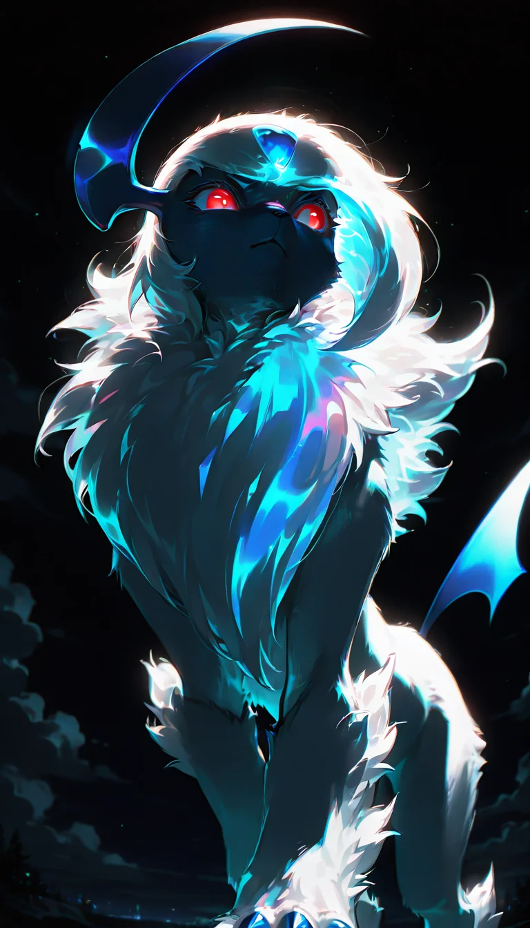 masterpiece, best quality, amazing quality,
absol, white fur, fluffy, solo, pokemon \(creature\), night, dark, cool, epic, holographic colour, dynamic, moonlight, backlit, glowing, red eyes, dynamic, badass, soft fur, shot from below
<lora:holographiccolor:0.9> <lora:DarkerThanBlackIllustrious:0.8> <lora:ponyv4_noob1_2_adamW:0.2>