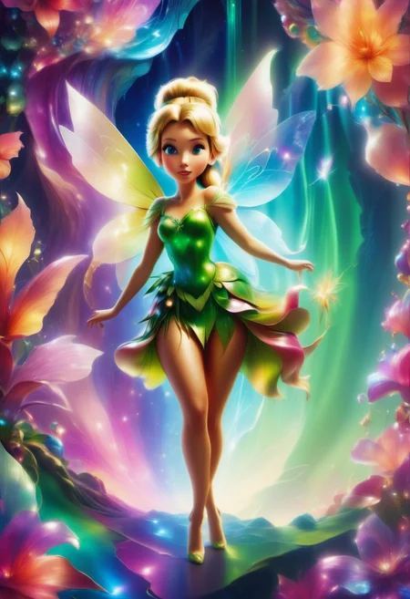 Tinkerbell, a fairy made out of multicoloured Jed-Auquartz , full of details, 8k wallpaper