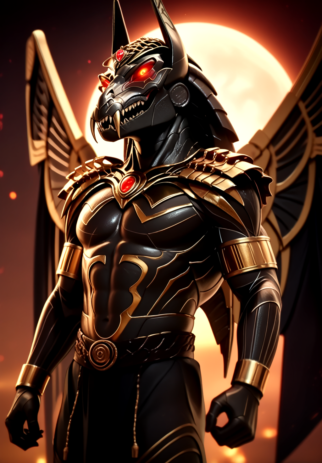 score_9, score_8_up, score_7_up,
<lora:Set_(Gods_of_Egypt)_(Pony)_(AD):1> Set, Gods of Egypt, muscular, robot, mecha, sleek metal body, glowing red eyes, enhanced body, wings, night, 
8K, In'ei, chiaroscuro, depth of field, side lighting, clear_eyes, 
dynamic action pose, , detailed anime background, night, photographic realism, evil, villain, black glistening metal body, 
BREAK zPDXL,