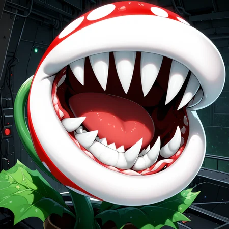 PiranhaPlantXL, red plant, white spots, fangs,  <lora:PiranhaPlantXL:1>, (anime, masterpiece, intricate:1.3), (best quality, hires textures, high detail:1.2), (4k),(incredibly detailed:1.4),UHD, 8K, ultra detailed