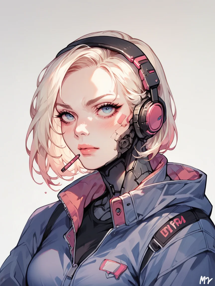 score_9, score_8_up, score_7_up, score_6_up, score_5_up, score_4_up, <lora:m1ntfl4v0r2XLP:0.8> m1ntfl4v0r2, 1girl, gamer, cyborg