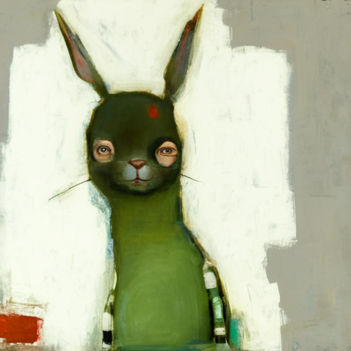 <lora:SDXL_style_by_Michele_Mikesell_Sa_May_v5:1> style by Michele Mikesell, a green rabbit