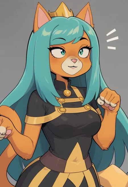 1girl, cat anthro, cat girl, cat ears, orange body, long hair, Cyan-Turquoise hair, orange fur,)
easynegative
