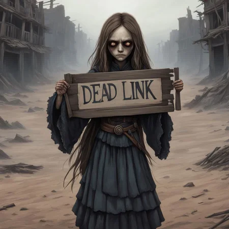(((Ultra detailed, Megapixel)))
1girl, (((holding out a sign with a text "DEAD*LINK"))), by dan mumford and trevor Brown, hands, terror, gloomy, dark, blank face, no face, wasteland background, no mouth, no eyes, long hair