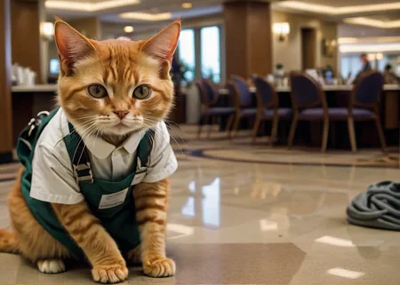 <lora:Kitty LoRA - Trigger with KTT Artstyle:1> ktt artstyle working as a janitor at a las vegas hotel.