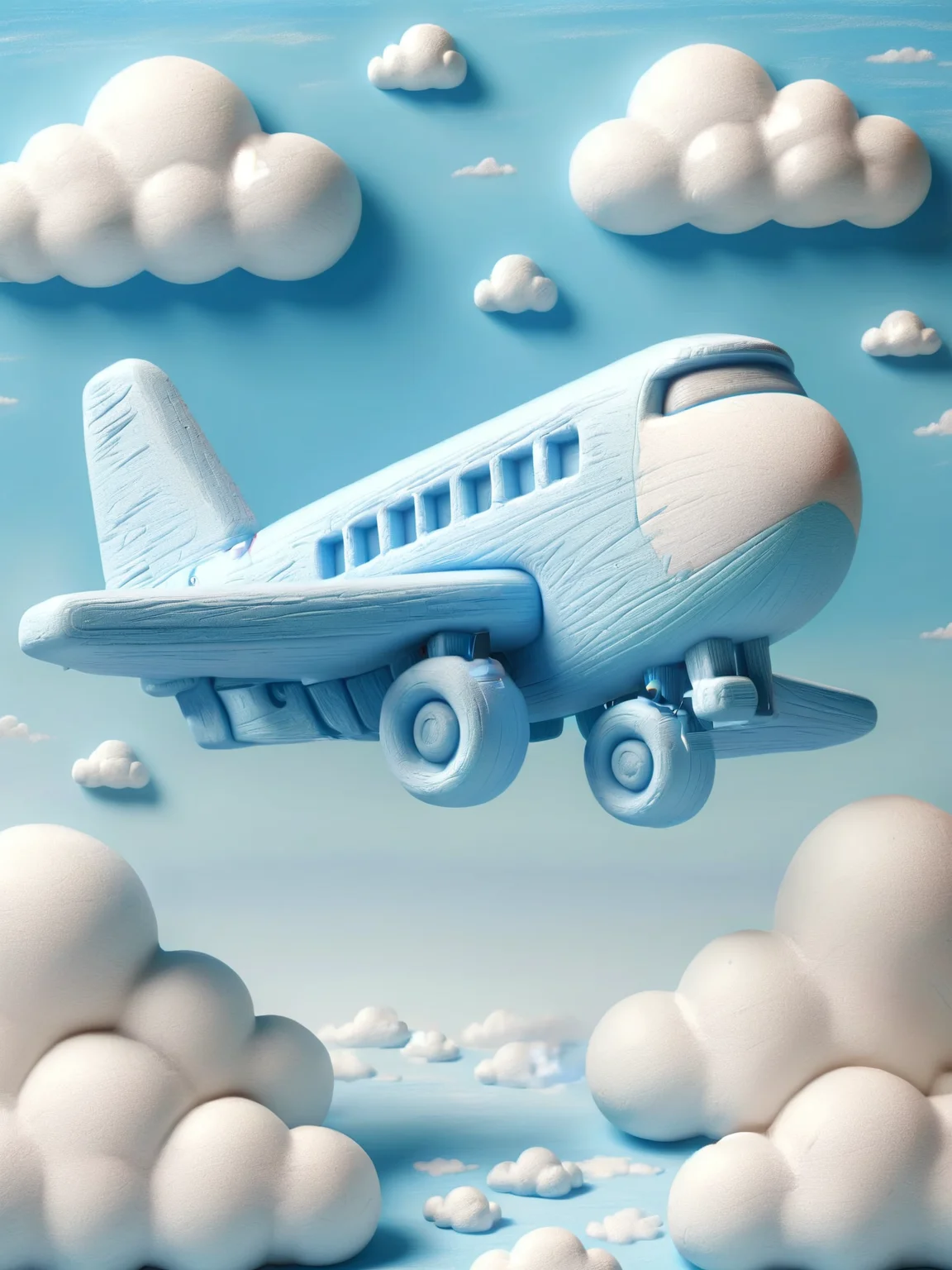 ais-crayz aeroplane in a cloudy, blue sky  <lora:Kids_Crayon_Style_SDXL:1>