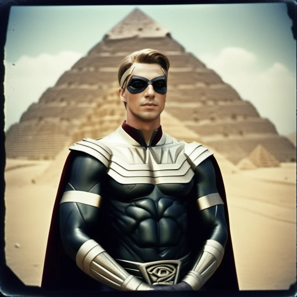 analog film photo a man with a mask in a superhero suit and cape, in a 80s egypt pyramids background<lora:Ozymandias1024-000450:0.8> . faded film, desaturated, 35mm photo, grainy, vignette, vintage, Kodachrome, Lomography, stained, highly detailed, found footage