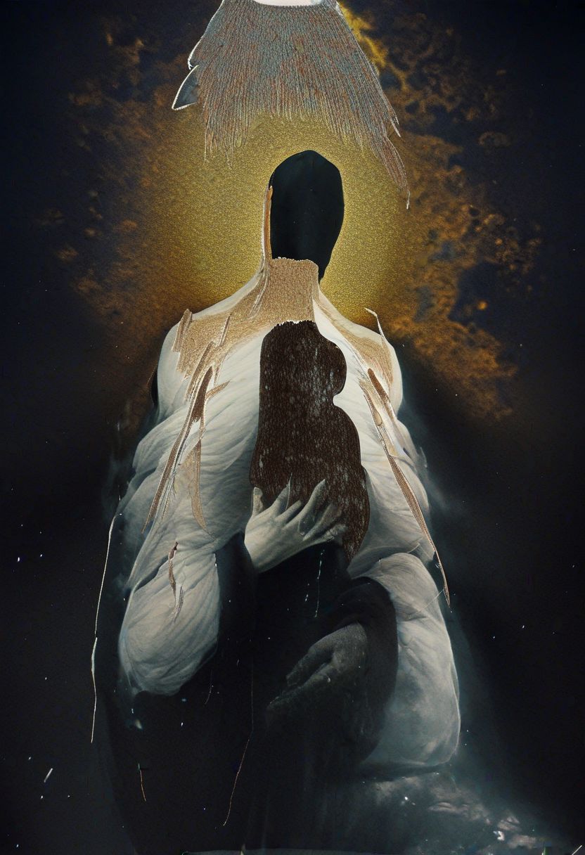 painting of an older man and his adult male lover, spark ignites, tortured souls, peacefulness, revelation, surreal dark smeared background, black and gold mutations tears in fabric , separation of colors, in the style of nicola samori <lora:DarkAnime1:1> <lora:HorrorArt(1):1.2>, glow effects, godrays, Hand drawn, render, 8k, octane render, cinema 4d, blender, dark, atmospheric 4k ultra detailed, cinematic sensual, Sharp focus, humorous illustration, big depth of field, Masterpiece, colors, 3d octane render, 4k, concept art, trending on artstation, hyperrealistic, Vivid colors, extremely detailed CG unity 8k wallpaper, trending on ArtStation, trending on CGSociety, Intricate, High Detail, dramatic, absurdes, a realistic baroque bedroom, white canopy over bed, white drapes, damask patterns, intricate details,    in the style of Vittorio Matteo Corcos